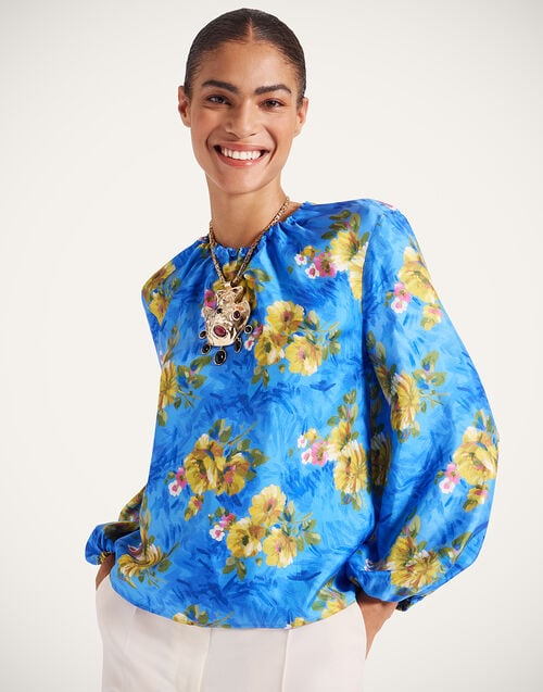 la doublej Charming Top Riptide Light Blue in Silk Twill