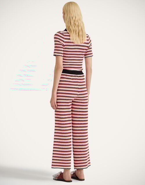 La Doublej Checkers Pants Multicolor Red & Pink In Compact Knit