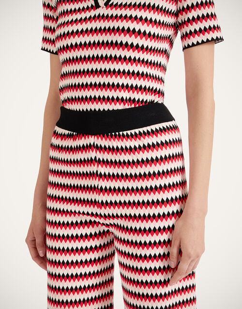 La Doublej Checkers Pants Multicolor Red & Pink In Compact Knit