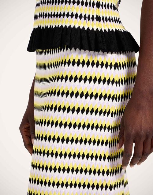 La Doublej Checkers Skirt Multicolor Yellow & Black In Compact Knit
