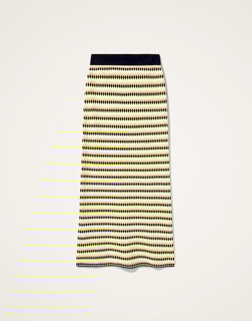 La Doublej Checkers Skirt Multicolor Yellow & Black In Compact Knit