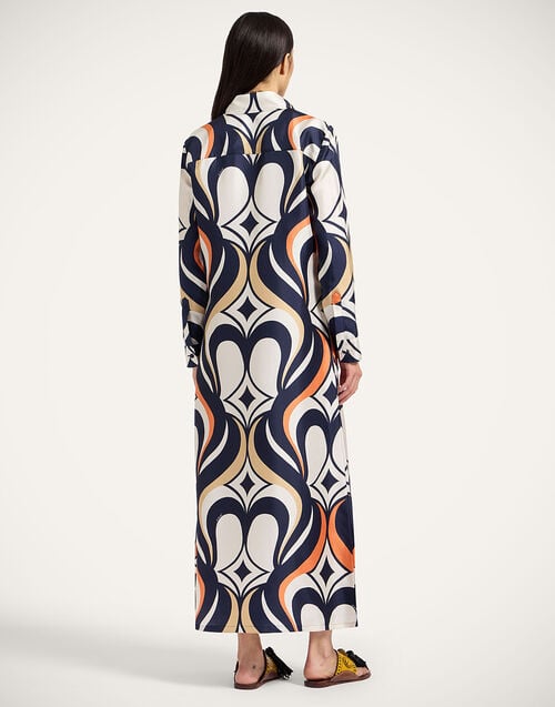 La Doublej Chemise Swing Dress Jive Macro White In Silk Twill