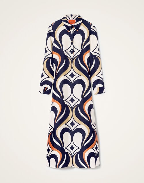 La Doublej Chemise Swing Dress Jive Macro White In Silk Twill