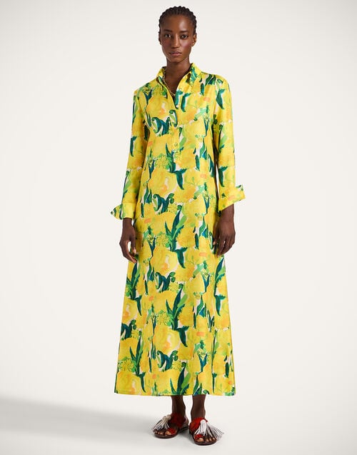 La Doublej Chemise Swing Dress Zesty Yellow In Silk Twill
