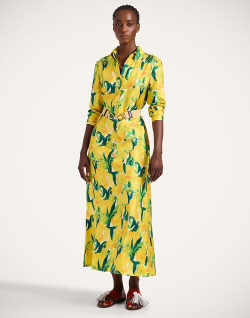 la doublej Chemise Swing Dress Zesty Yellow in Silk Twill
