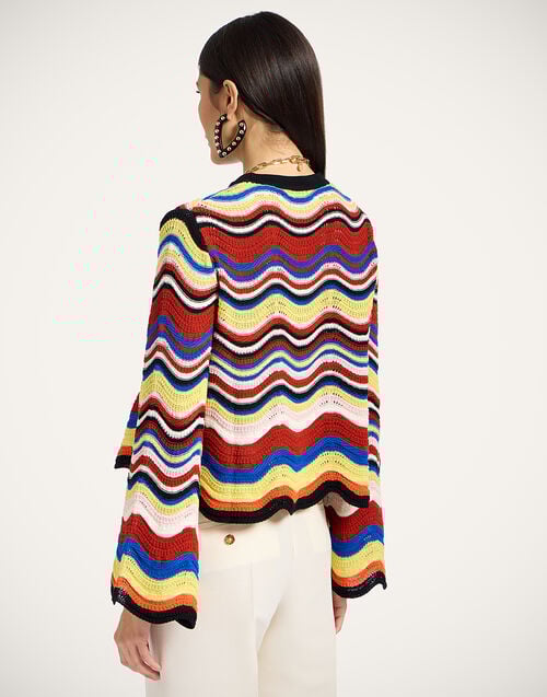 La Doublej Chevron Crop Sweater Multicolor Pink & Red In Knit Chevron