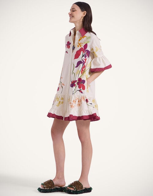 La Doublej Choux Dress Corsage Placée Ivory In Cotton Poplin