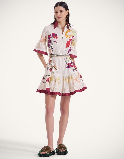 la doublej Choux Dress Corsage Placée Ivory in Cotton Poplin