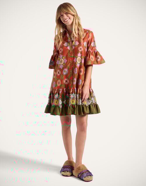 la doublej Choux Dress Nucleus Placée Rust in Summer Poplin