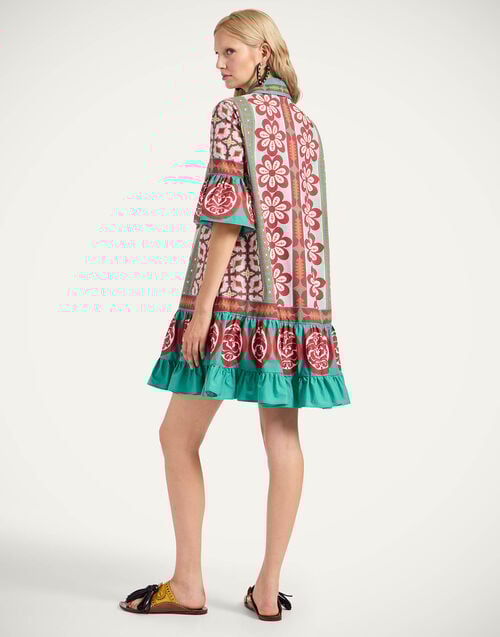 La Doublej Choux Dress Pagoda Placée Rust In Cotton Poplin