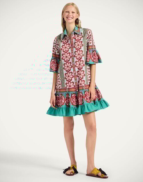 La Doublej Choux Dress Pagoda Placée Rust In Cotton Poplin