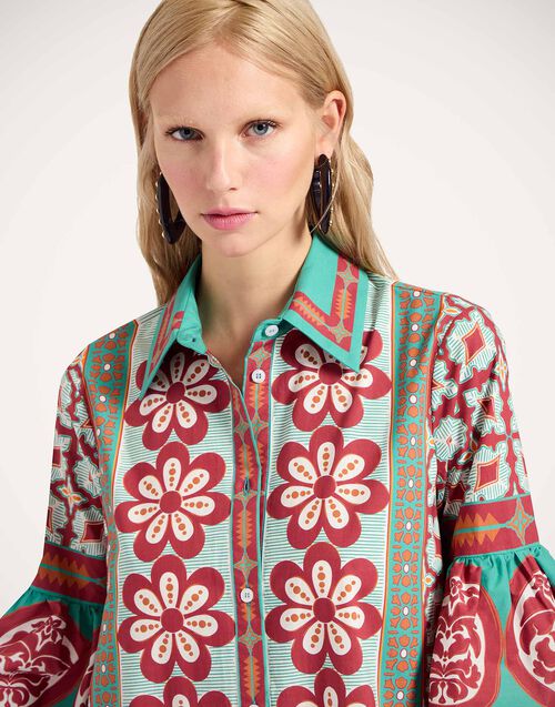 La Doublej Choux Dress Pagoda Placée Rust In Cotton Poplin