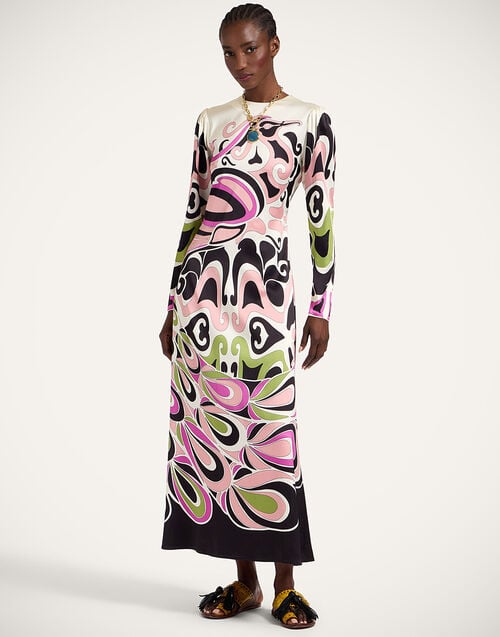 la doublej Clingy Swing Phoenix Placée Pink in Stretch Satin