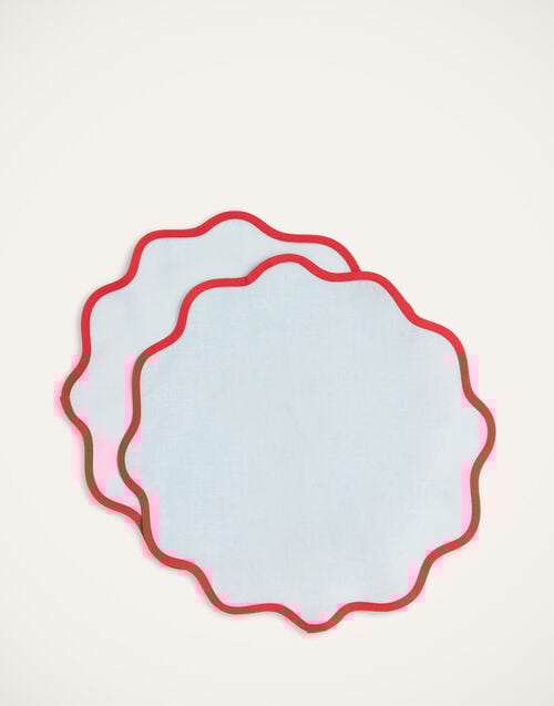 la doublej Cloud Placemat Set of 2 Rainbow Celeste in Linen