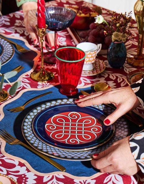 La Doublej Cloud Placemat Set Of 2 Rainbow Navy In Linen