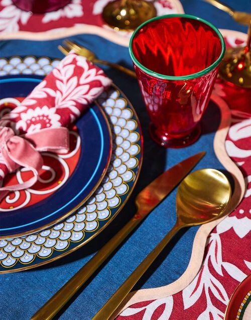 La Doublej Cloud Placemat Set Of 2 Rainbow Navy In Linen