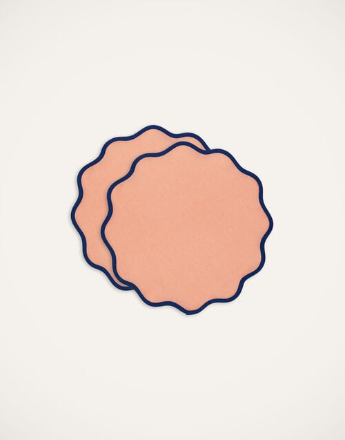 la doublej Cloud Placemat Set Of 2 Rainbow Rose in Linen