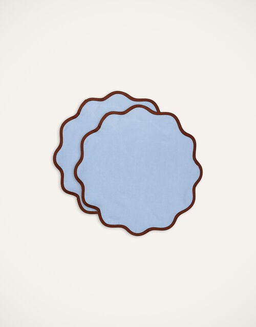 la doublej Cloud Placemat Set Of 2 Rainbow Sky in Linen