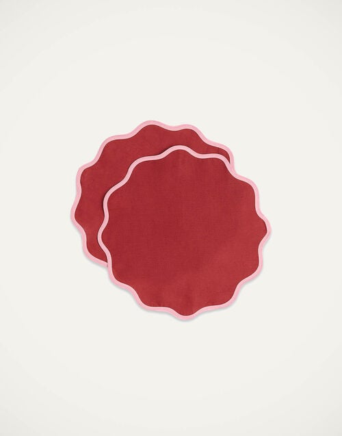 la doublej Cloud Placemat Set of 2 Rainbow Vino in Linen