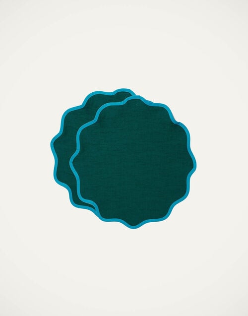 la doublej Cloud Placemat Set of 2 Tinta Unita Verde in Cotton