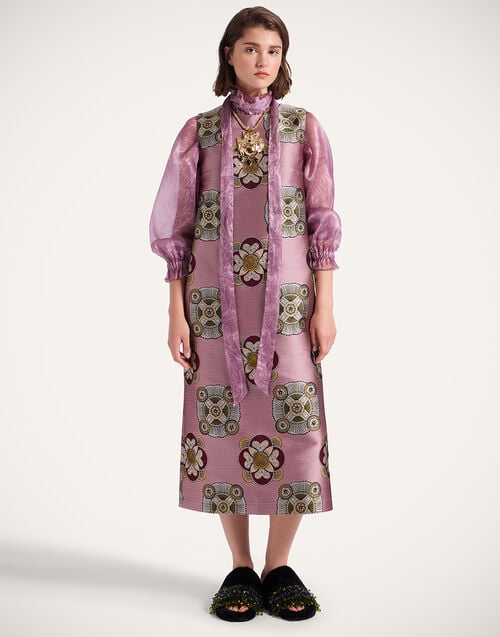 La Doublej Column Dress Nucleus Dusty Pink In Jacquard