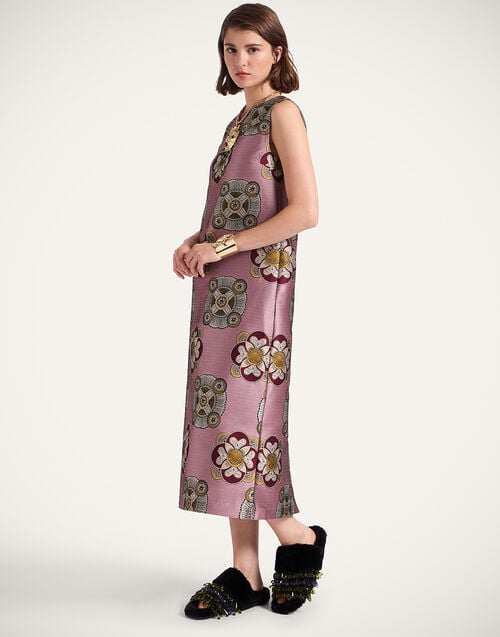 La Doublej Column Dress Nucleus Dusty Pink In Jacquard