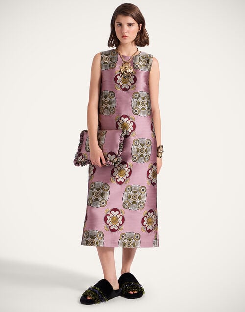 la doublej Column Dress Nucleus Dusty Pink in Jacquard