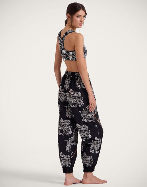 La Doublej Court Pants Crazy Tigers Black & White In Nylon