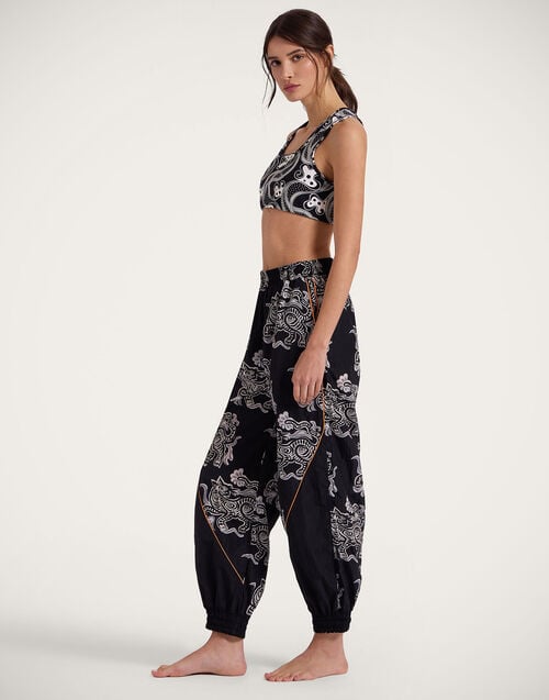 La Doublej Court Pants Crazy Tigers Black & White In Nylon