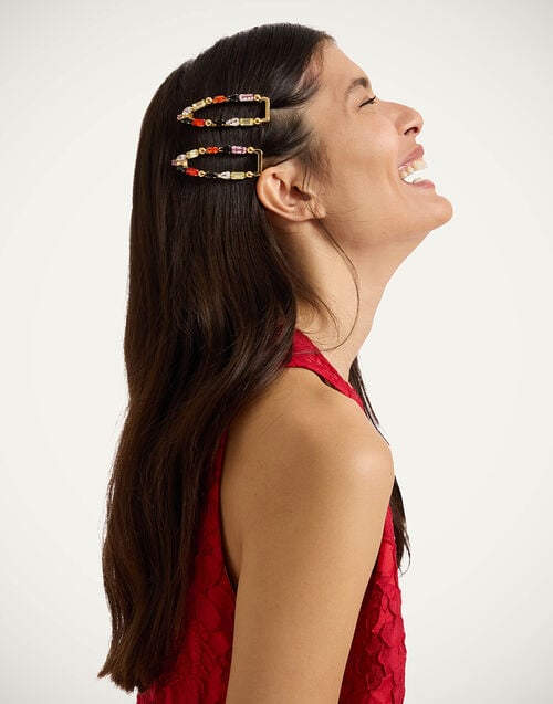 la doublej Crystals Hair Clip Solid Lilac in Crystals and Brass