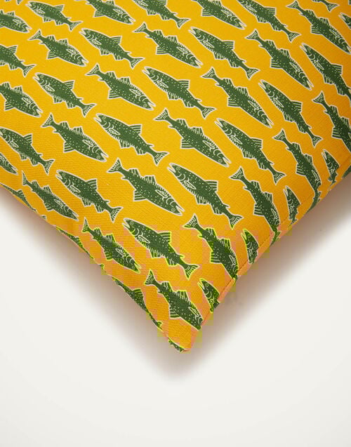 La Doublej Cushion (45X45) Como Fish Yellow In Cotton Honan