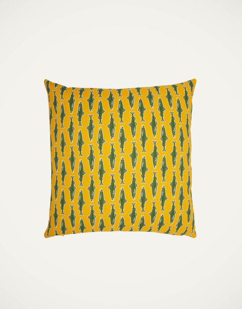 la doublej Cushion (45X45) Como Fish Yellow in Cotton Honan