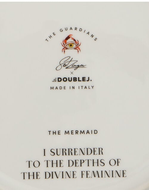 La Doublej Decorative Plate The Mermaid Bordeaux In Porcelain
