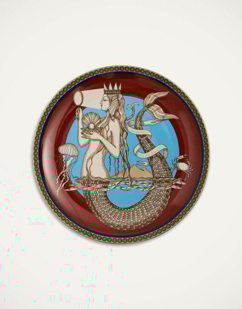 la doublej Decorative Plate The Mermaid Bordeaux in Porcelain