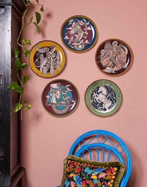 La Doublej Decorative Plate The Sphynx Saffron In Porcelain