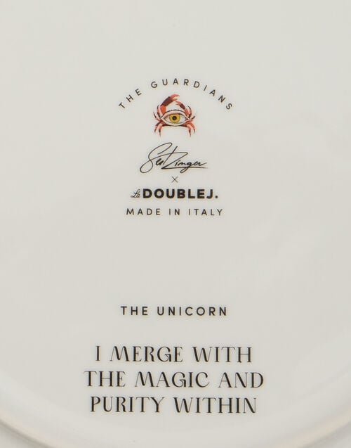 La Doublej Decorative Plate The Unicorn Light Green In Porcelain
