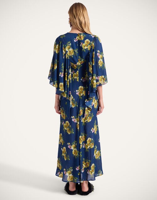 La Doublej Delizioso Dress Riptide Midnight Blue In Crepe Marocain