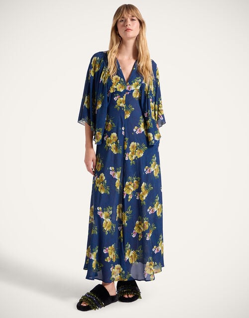 la doublej Delizioso Dress Riptide Midnight Blue in Crepe Marocain