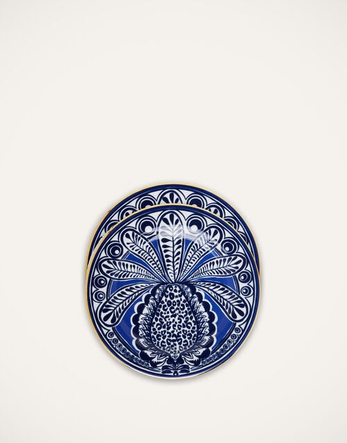 la doublej Dessert Plate Set of 2 Big Pineapple Blu in Porcelain