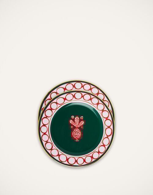 la doublej Dessert Plate Set of 2 Pineapple Bordeaux in Porcelain