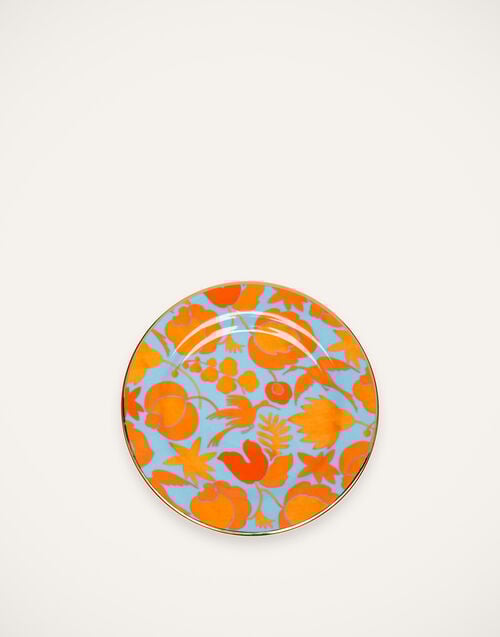 La Doublej Dessert Plate Set Of 2 Wildbird Azzurro/Arancio In Porcelain