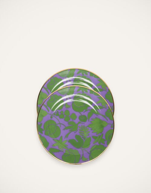 la doublej Dessert Plate Set of 2 Wildbird Lilla/Verde in Porcelain