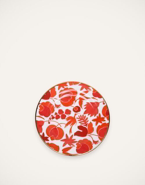 La Doublej Dessert Plate Set Of 2 Wildbird Rosso/Bianco In Porcelain