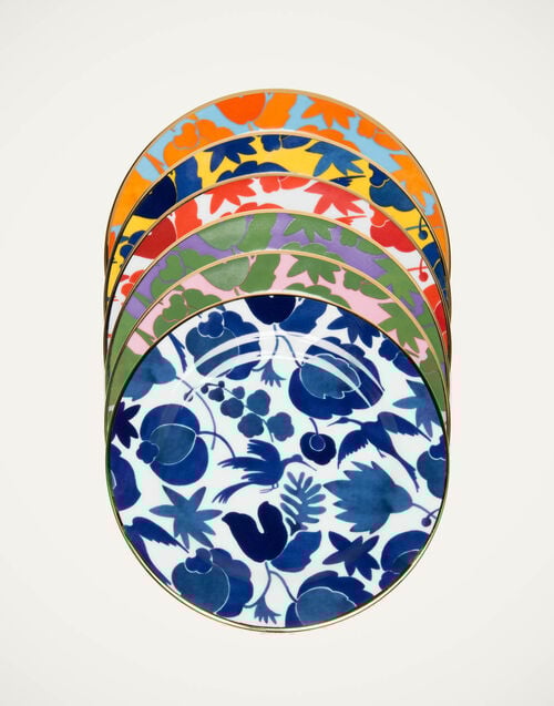 la doublej Dessert Plate Set of 6 Wildbird Mix in Porcelain