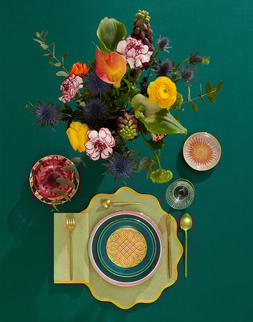 La Doublej Dessert Plates Set Of 2 Cortile Green In Porcelain