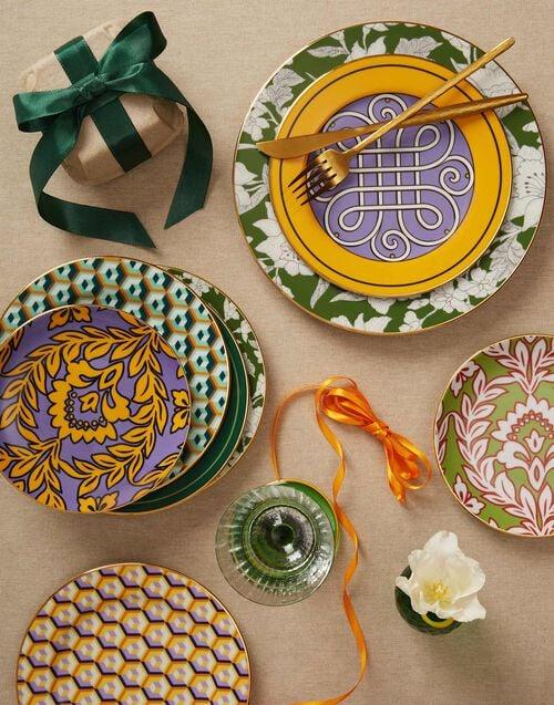 La Doublej Dessert Plates Set Of 2 Cortile Yellow In Porcelain