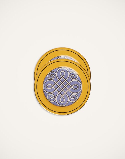 la doublej Dessert Plates Set Of 2 Cortile Yellow in Porcelain