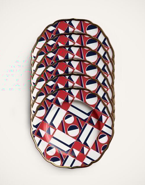 la doublej Dessert Plates Set of 6 Geometrico in Ceramica