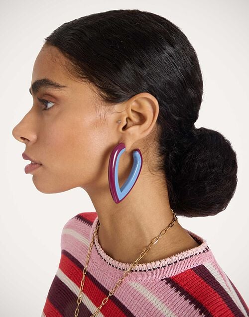 la doublej Dew Earrings Bicolor Bicolor Light Blue & Purple in Acrylic Resin