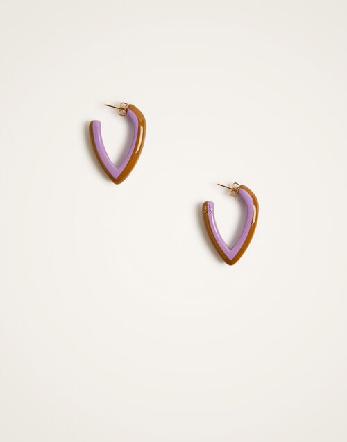 La Doublej Dew Earrings Bicolor Mini Bicolor Brown & Lilac In Acrylic Resin
